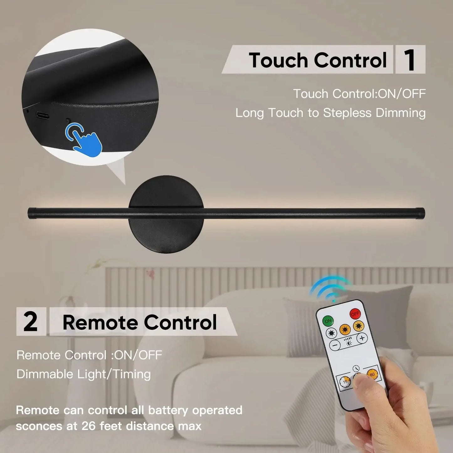 Élise – Applique Murale LED Rechargeable Or Moderne et Noir