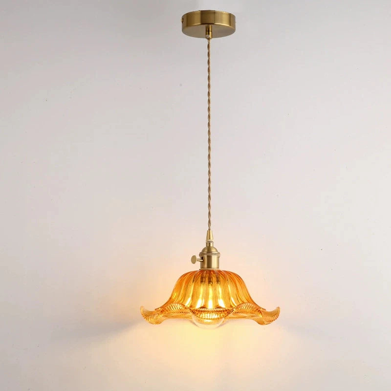 Suspension Valérie Vintage Art Déco en Verre Teinté