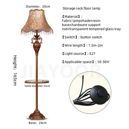 Lampadaire LED Camille en résine de luxe européenne au design rétro