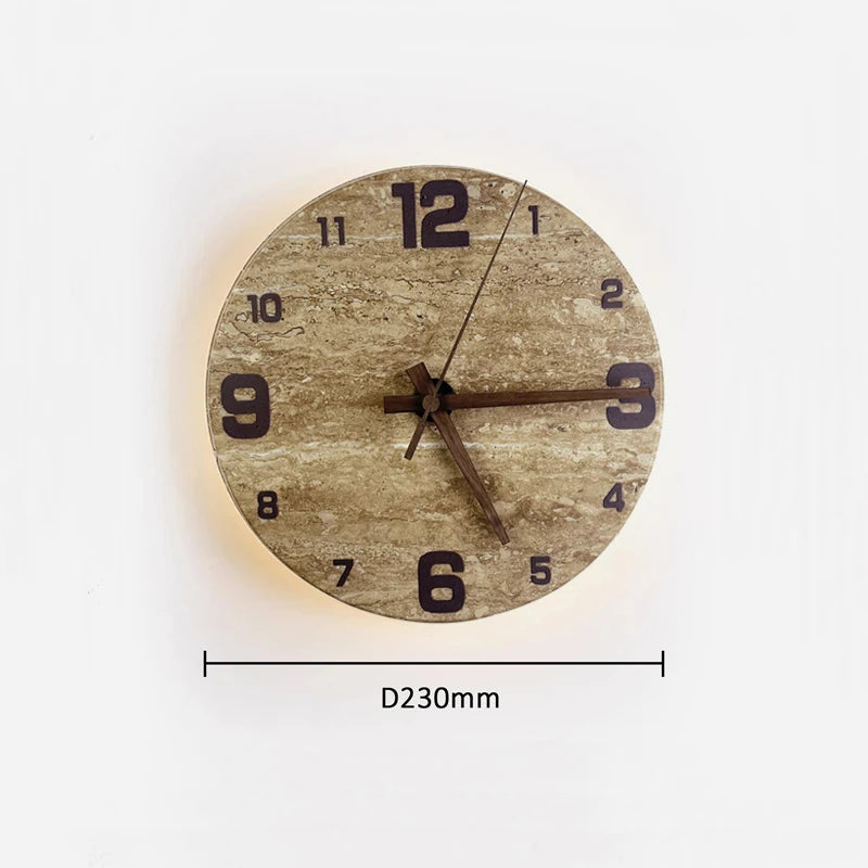 Chloé Travertine Circular Wall Lamp clock Wabi Sabi Sconce Light