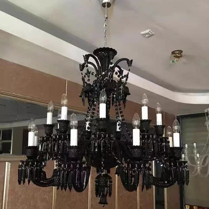 Black Crystal Chandelier for Dining Room and Bedroom Lighting