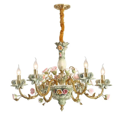 Lustre Élisabeth en porcelaine et laiton, plafonnier de luxe à la française