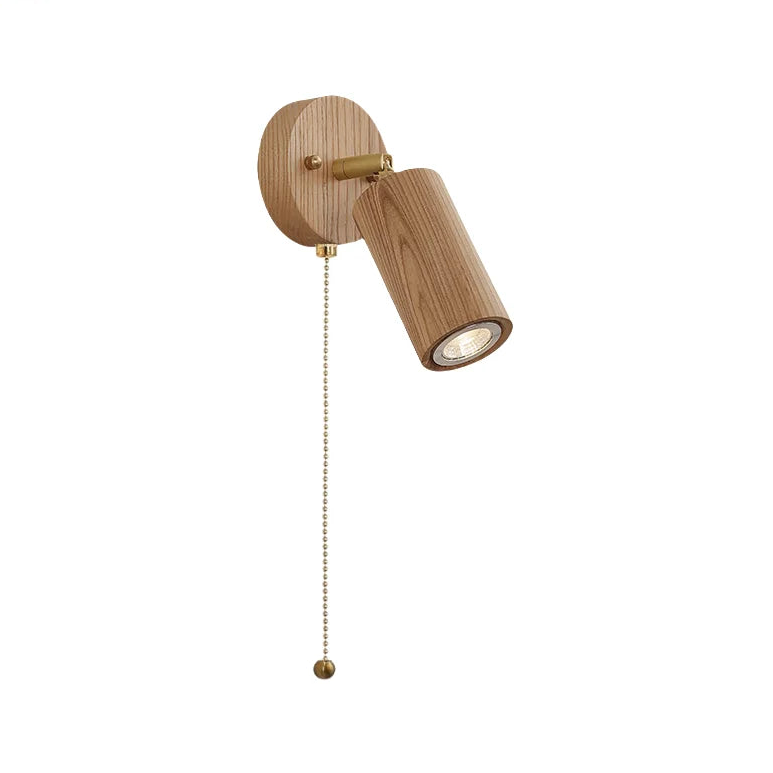 Élise Nordic Ash Wood LED Wall Lamp Pull Chain E27