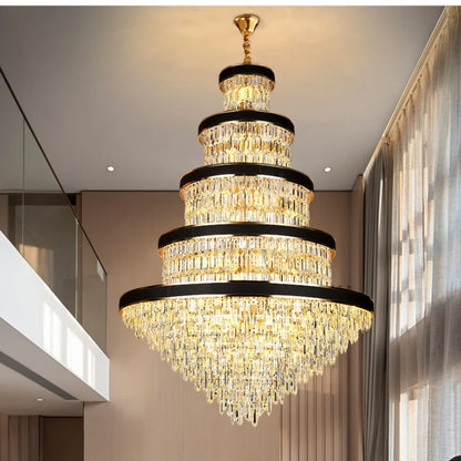Lustre de luxe en cristal pour duplex et hall d'hôtel
