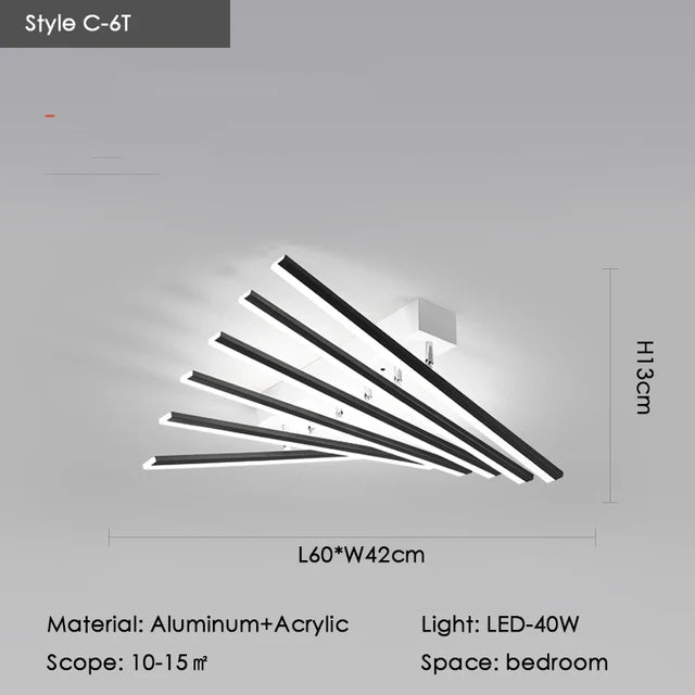 Élodie Minimalist Black Line LED Ceiling Chandelier Adjustable