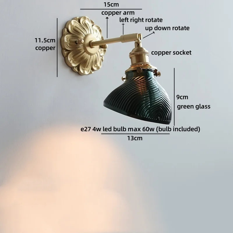 Isabelle Glass Flower Brass Wall Light