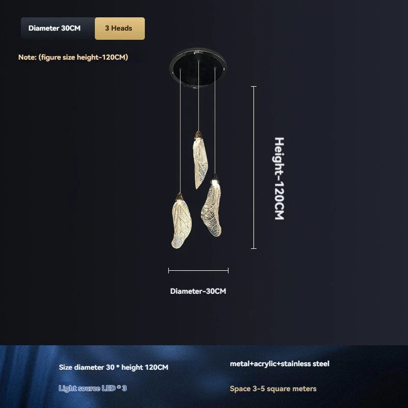 Aurélie Suspension LED Art Déco Feuille Flottante