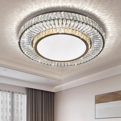 Plafonnier LED Isabella de luxe doré en cristal avec télécommande