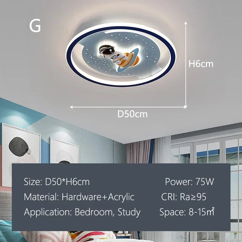 Plafonnier LED Amélie Fusée Astronaute Dimmable pour Chambre d'Enfant