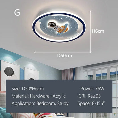 Plafonnier LED Amélie Fusée Astronaute Dimmable pour Chambre d'Enfant