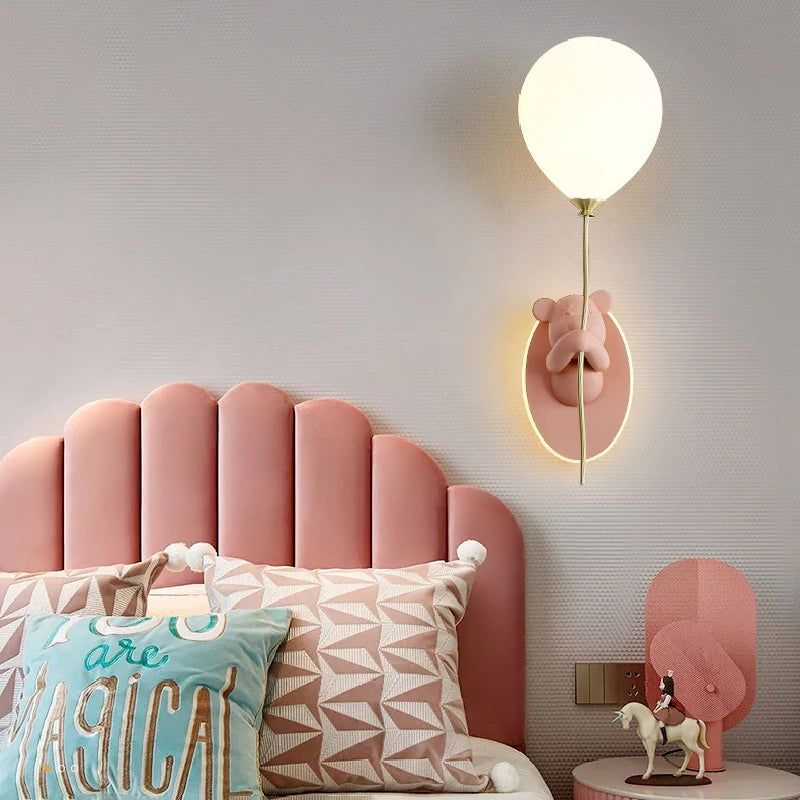 Chloé Balloon Bear LED Wall Lamp Kids Room Princess Style