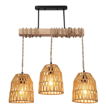 Suspension Plafonnier Élise Boho Rotin E27 Tressé Main
