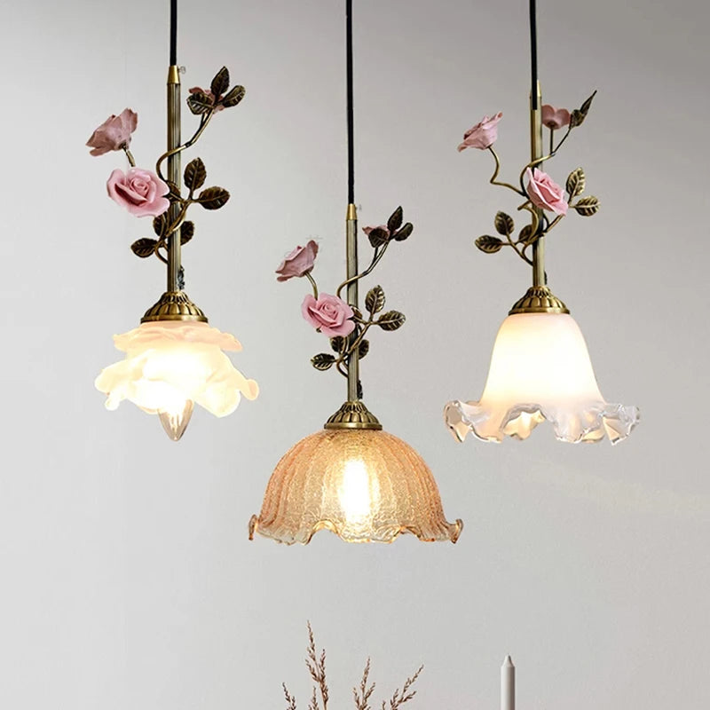 Élise Suspension Plafonnier Vintage Rose Français Cuivre