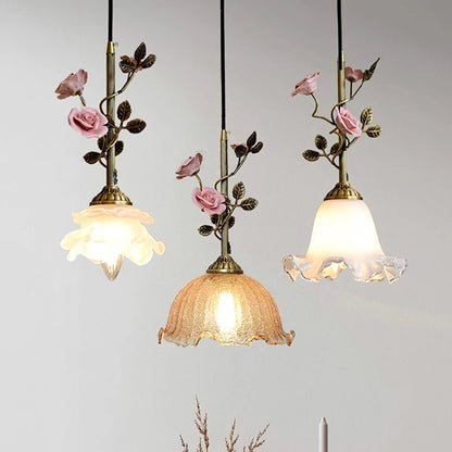 Élise Suspension Plafonnier Vintage Rose Français Cuivre