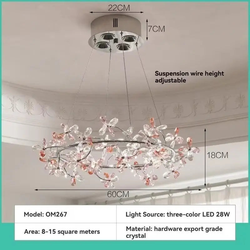 Camille Suspension Guirlande en Cristal Français Lampe de Chambre de Princesse