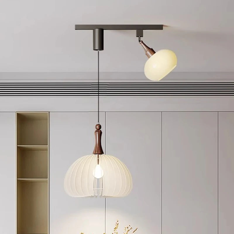 Lustre suspendu à plusieurs lampes en verre dépoli moderne Émile