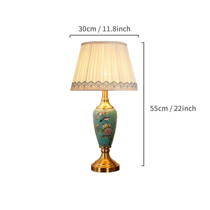 Élise Ceramic Retro LED Floor Lamp Fabric Shade Living Room