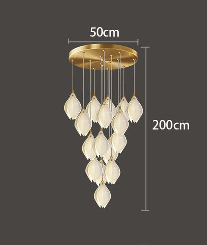 Lustre d'escalier moderne Liora en forme de grappe de lotus