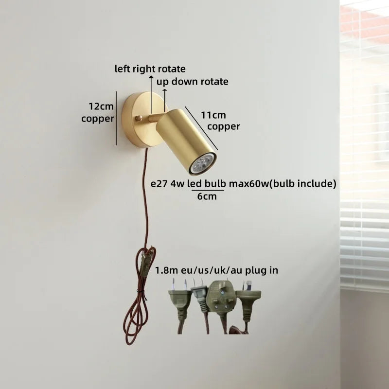 Lampe murale LED Camille Or Cuivre Noyer Style Japonais