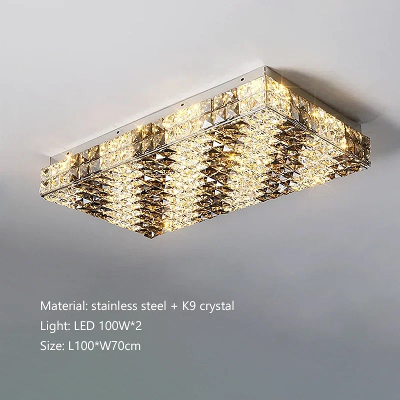 Élodie Modern Luxury K9 Crystal LED Ceiling Lamp For Living Dining Bedroom Home Interior Light