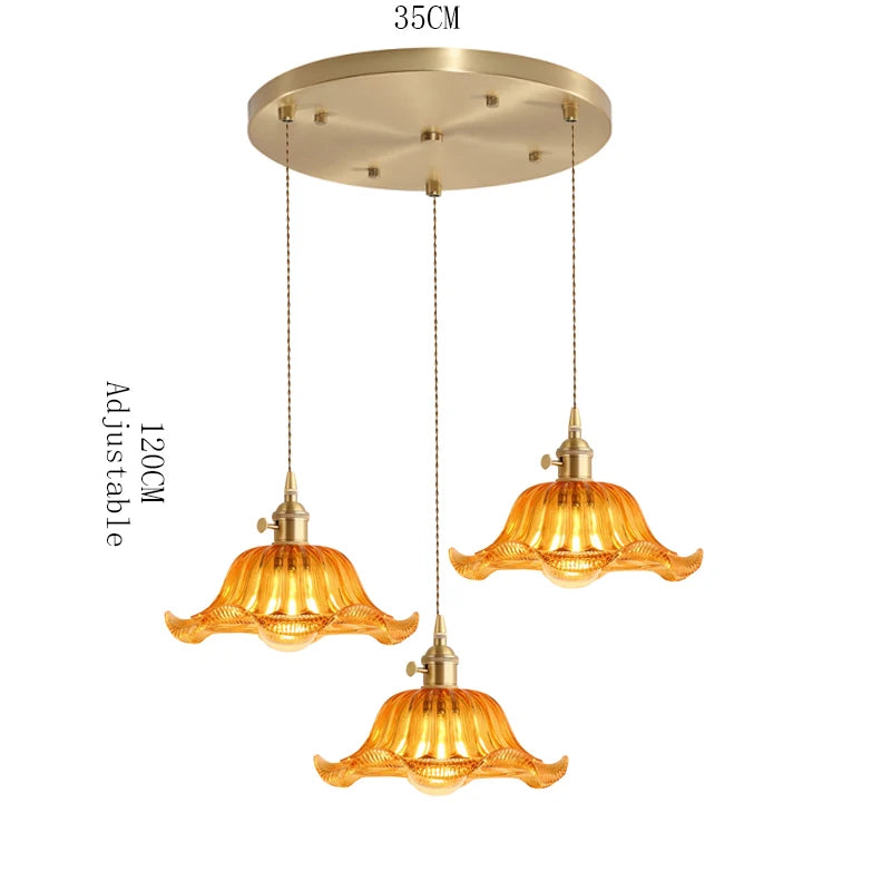 Suspension Valérie Vintage Art Déco en Verre Teinté