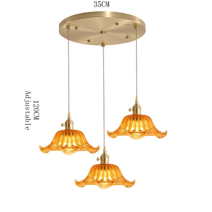 Suspension Valérie Vintage Art Déco en Verre Teinté