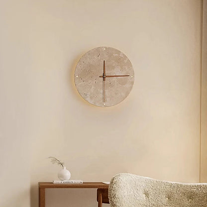 Chloé Travertine Circular Wall Lamp clock Wabi Sabi Sconce Light