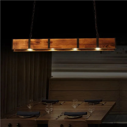 Élodie Industrial Wood Beam Pendant Light