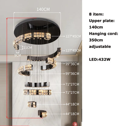 Lustre en cristal scandinave Sophie en acier noir pour plafond
