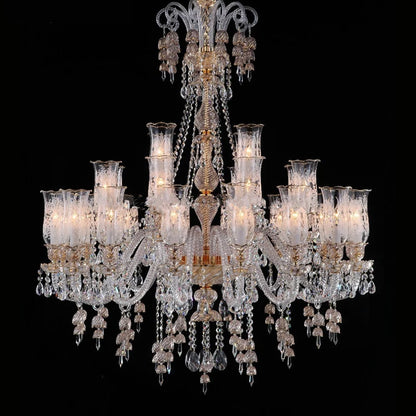 Long lustre en verre transparent pour salon et bureau