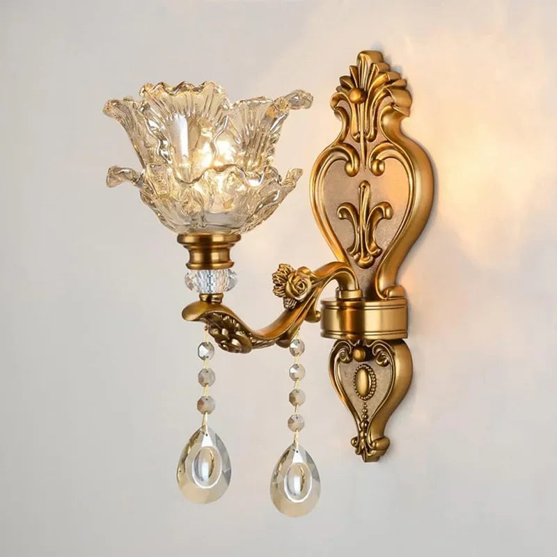 Applique murale Élise en verre de cristal rétro E14 de style européen