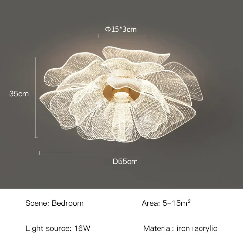 Juliette Luxury Gold Flower Acrylic LED Ceiling Light