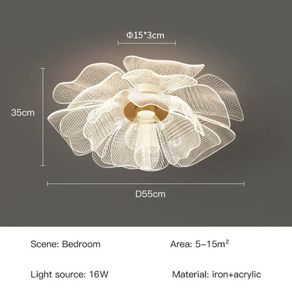 Juliette Luxury Gold Flower Acrylic LED Ceiling Light