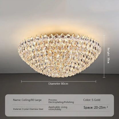 Luxury Round Golden Crystal Chandelier for Living Room & Bedroom