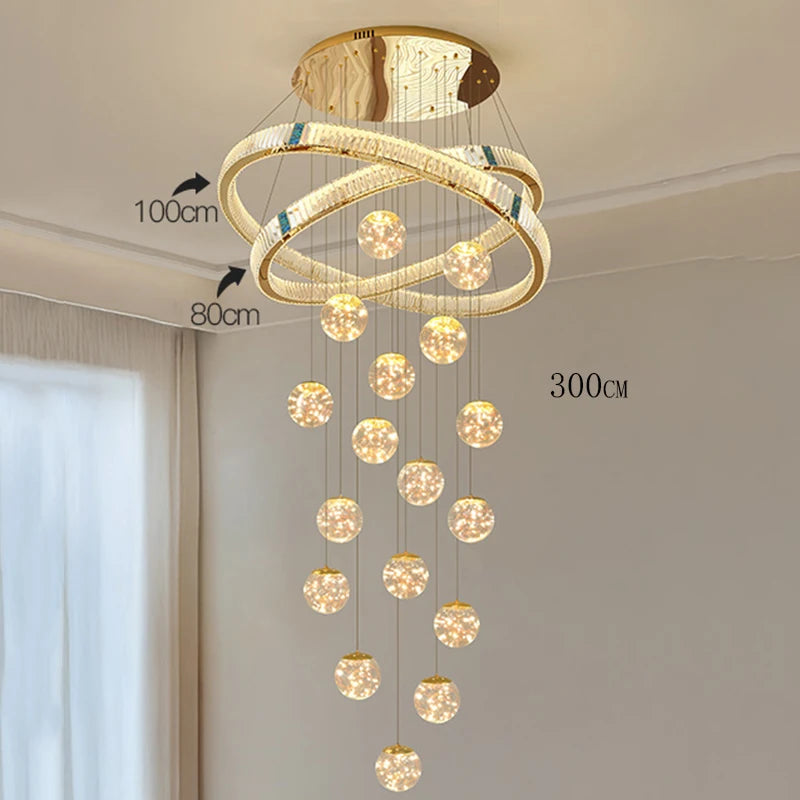 Lustre Suspendu LED Escalier de Cristal Élodie