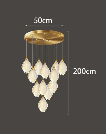 Lustre d'escalier moderne Liora en forme de grappe de lotus