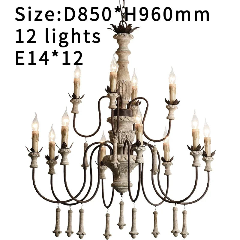 Lustre en bois vintage pour salon et hall de villa