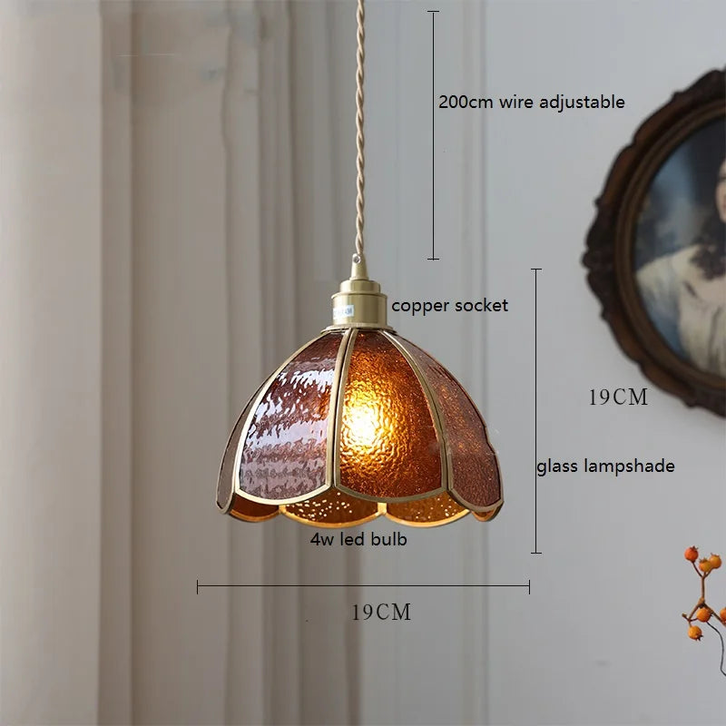 Suspension en verre cuivré style vintage Camille
