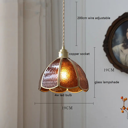 Suspension en verre cuivré style vintage Camille