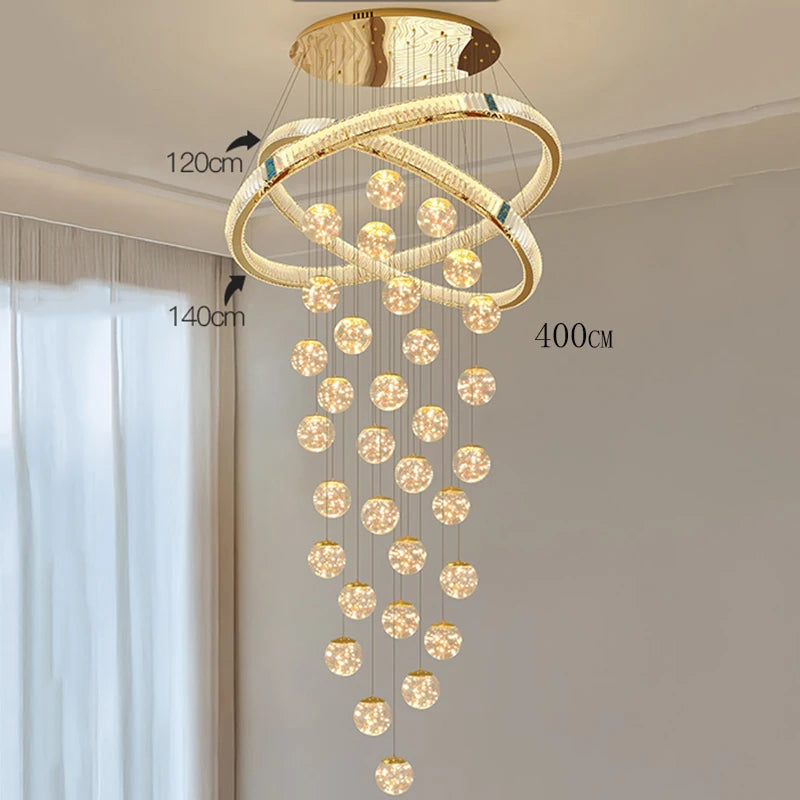 Lustre Suspendu LED Escalier de Cristal Élodie