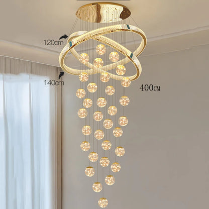 Lustre Suspendu LED Escalier de Cristal Élodie