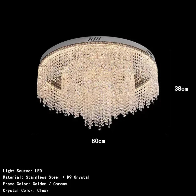 Camille Crystal Tassel Staircase Chandelier Luxury Ceiling Light