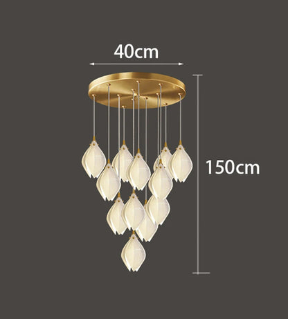 Lustre d'escalier moderne Liora en forme de grappe de lotus