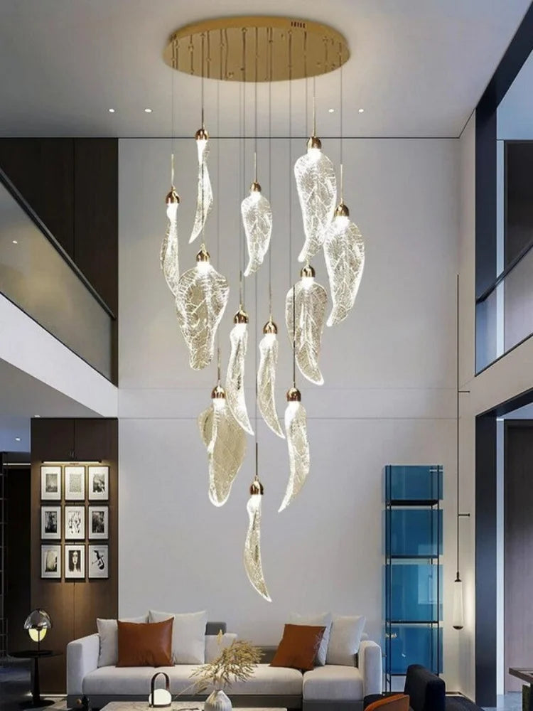 Aurélie Suspension LED Art Déco Feuille Flottante