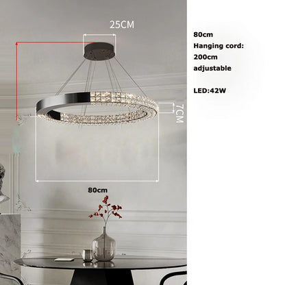 Lustre en cristal scandinave Sophie en acier noir pour plafond
