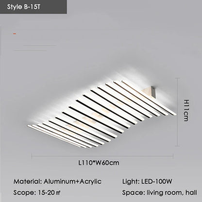 Élodie Minimalist Black Line LED Ceiling Chandelier Adjustable