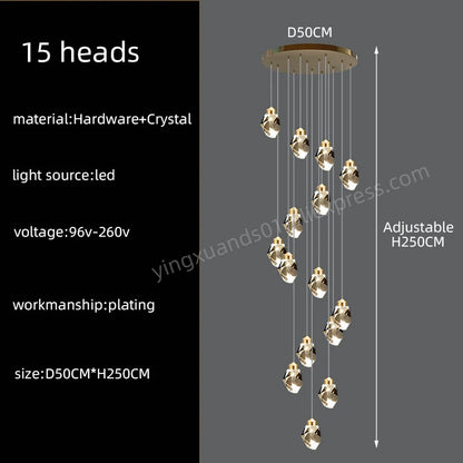 Lustre d'escalier en cristal Lucienne Nordic pour intérieurs de loft et de villa