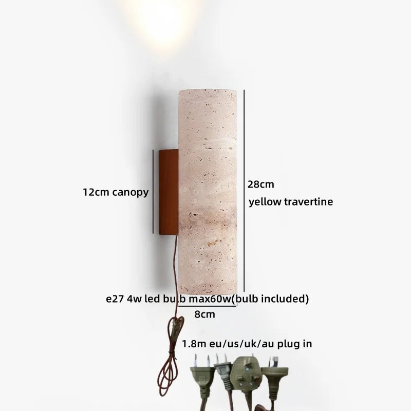Élise Yellow Travertine LED Wall Lamp Japan Style Luxury