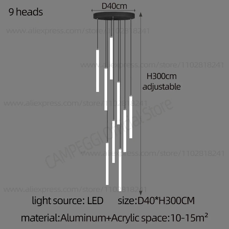 Lustre Colette Minimaliste Nordique LED pour Escalier