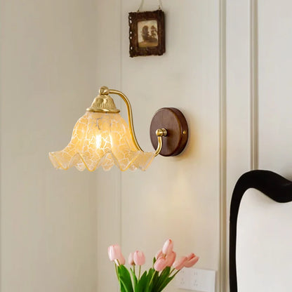 Sakura White Ceramic Walnut Wood LED Wall Lamp Japan Style